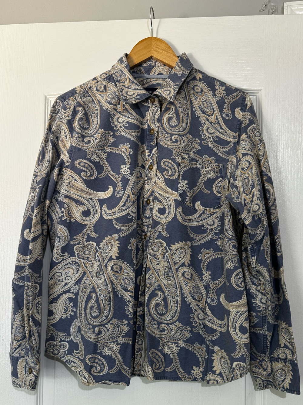 Charter Club Preppy Navy Paisley Button-Up Top Old Money